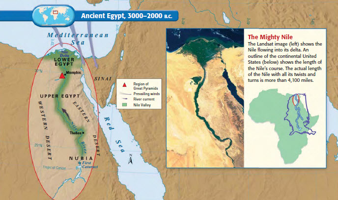 ancient nile river valley map
